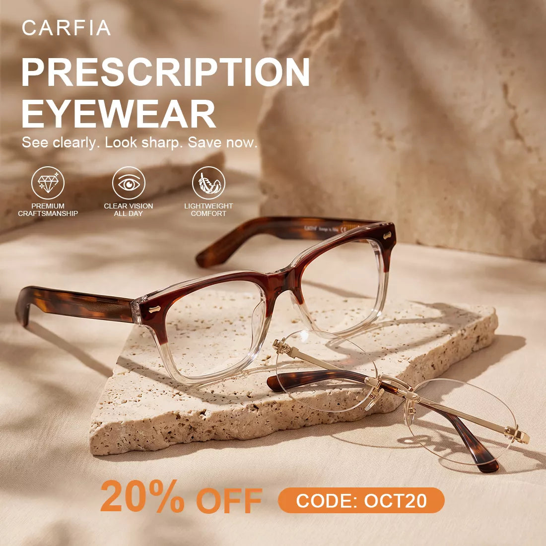 Save 20% on Carfia Prescription Eyeglasses: 6 Frame Picks
