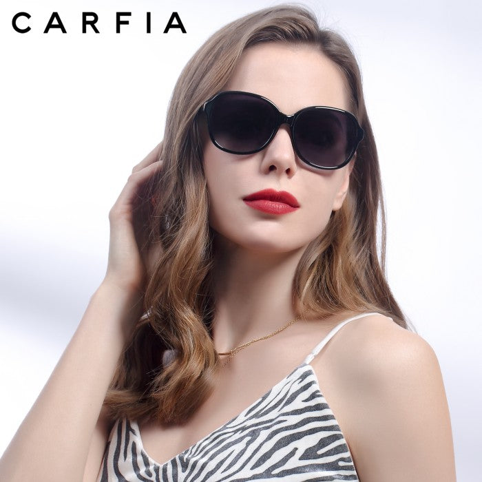Carfia Acetate Polarized Sunglasses for Women UV Protection Retro Trendy Big Sunnies