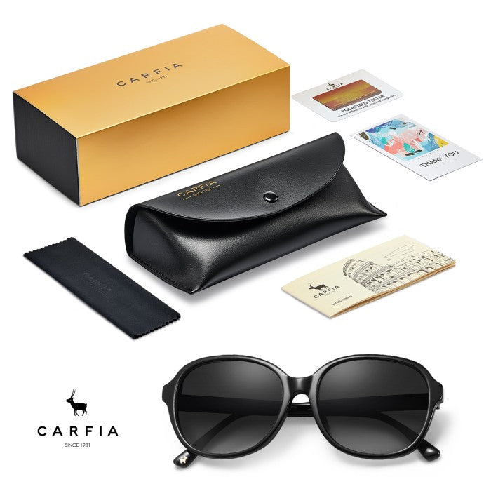 Carfia Acetate Polarized Sunglasses for Women UV Protection Retro Trendy Big Sunnies