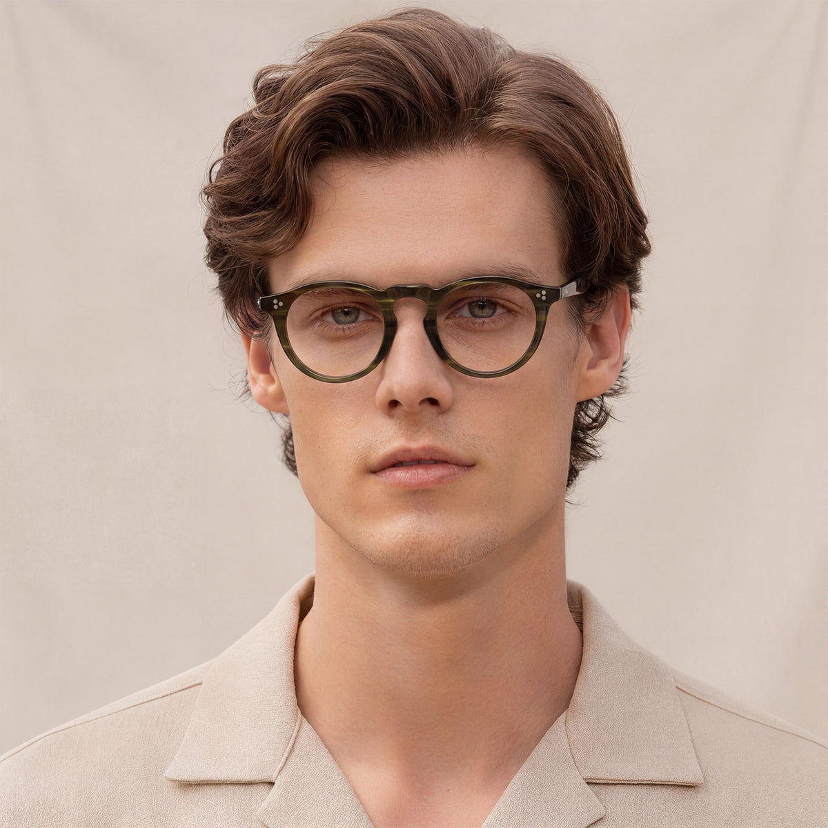 round acetate eyeglasses Mesa CA2306-FC07 with metal rivet details Italian design prescription frames men eyeglasses lilifestyle