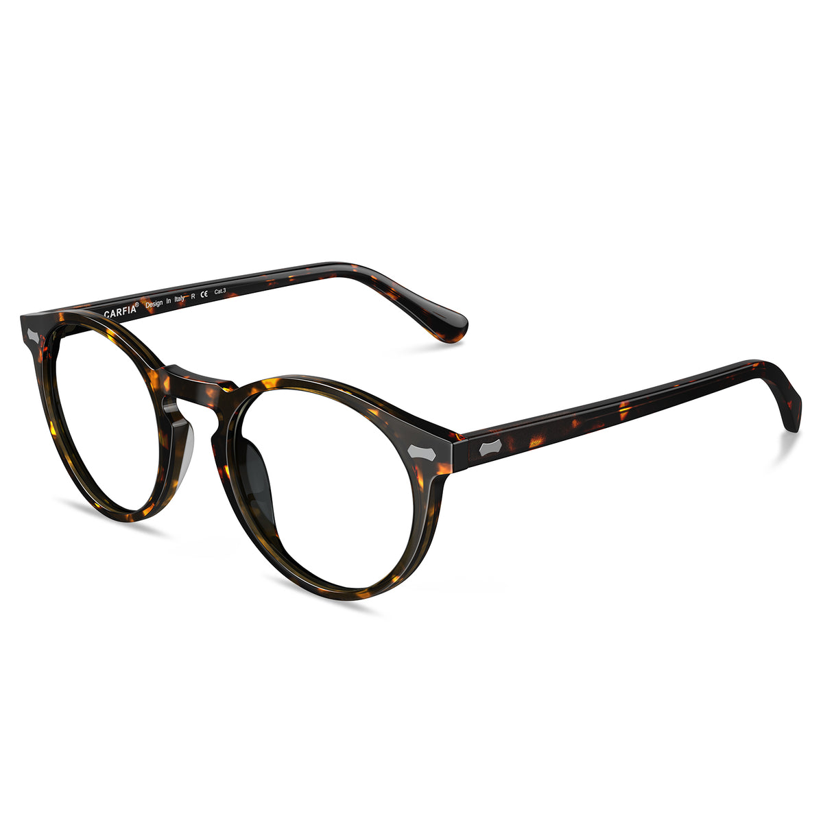 Carfia Concord-FL04 Tortoise Acetate Eyeglasses for Unisex, Three-Quarter View