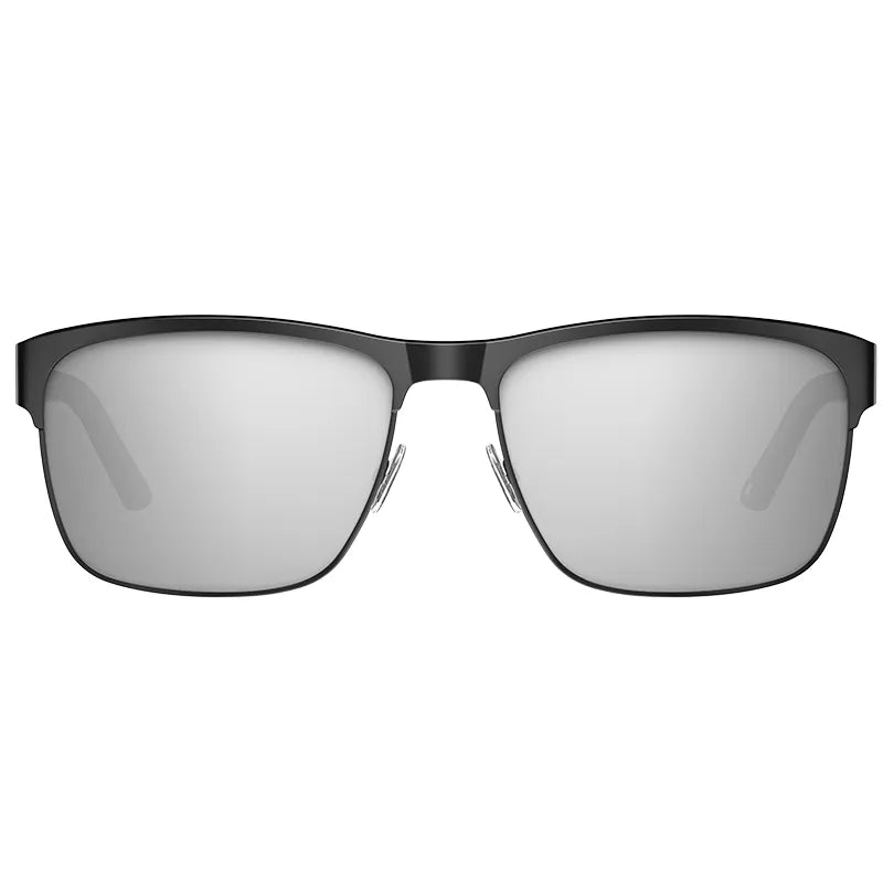 Carfia Daley-C09 Grey Metal Rectangle Polarized Sunglasses for Men, Three-Quarter View