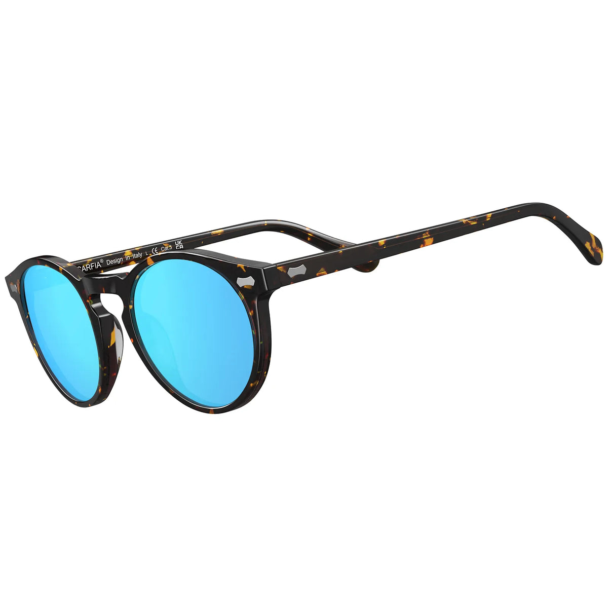 Carfia Concord-L05-RX Tortoise Acetate Round Polarized Eyeglasses for Men, Detail View