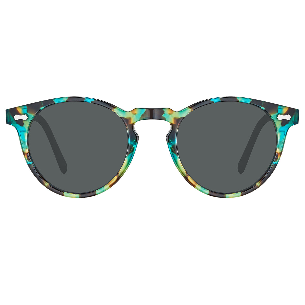 Blue Tortoise Frame Prescription Round Sunglasses CARFIA eyewear front