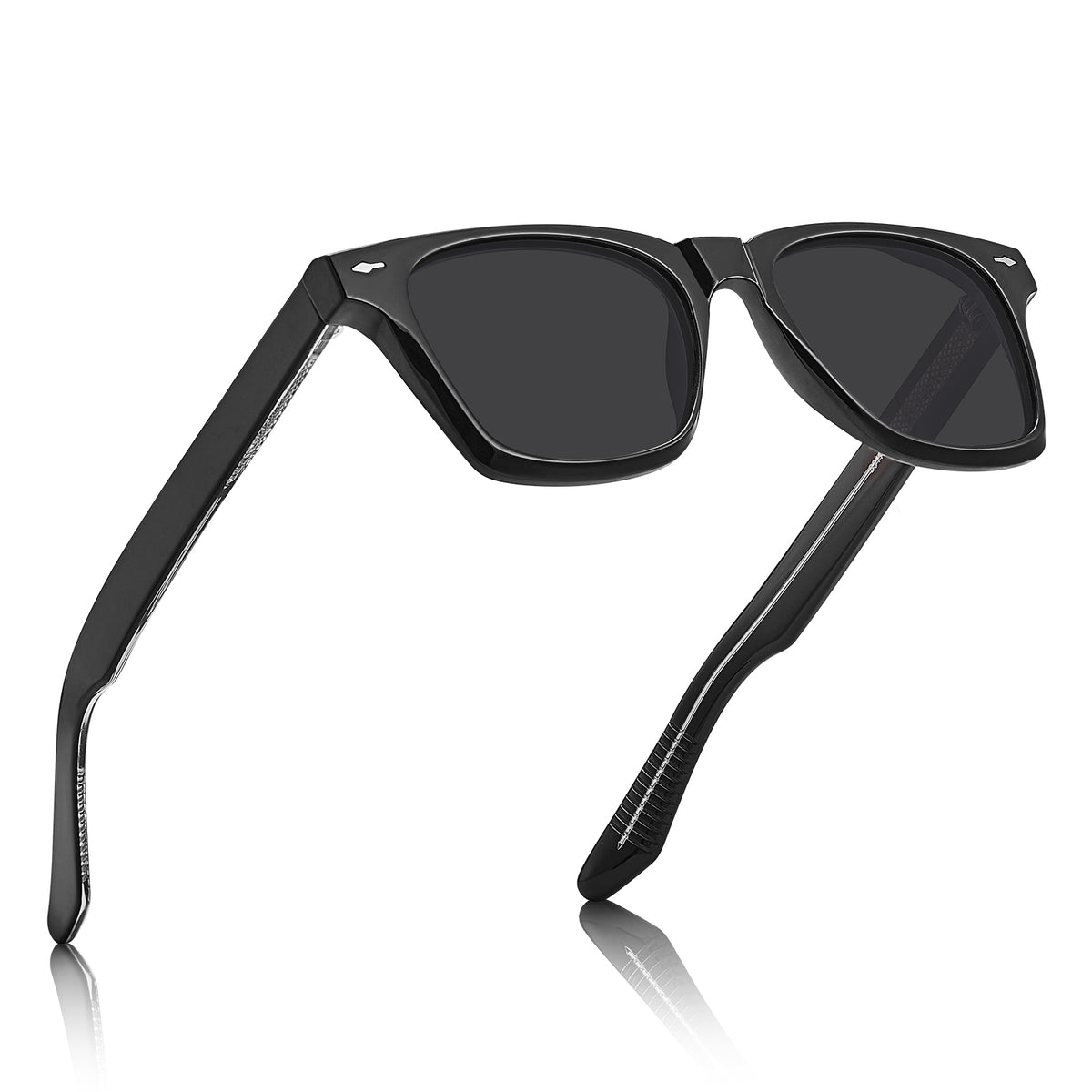 CARFIA Retro Polarized Sunglasses For Men UV400 Protection Chunky Square 90s Style Trendy Classic Glass-fly