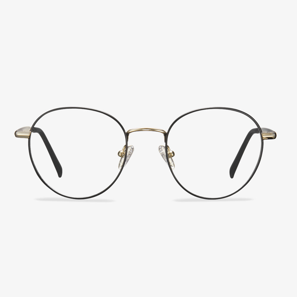 Carfia Benedict- T10101 Black Metal Round Eyeglasses for Women, front View