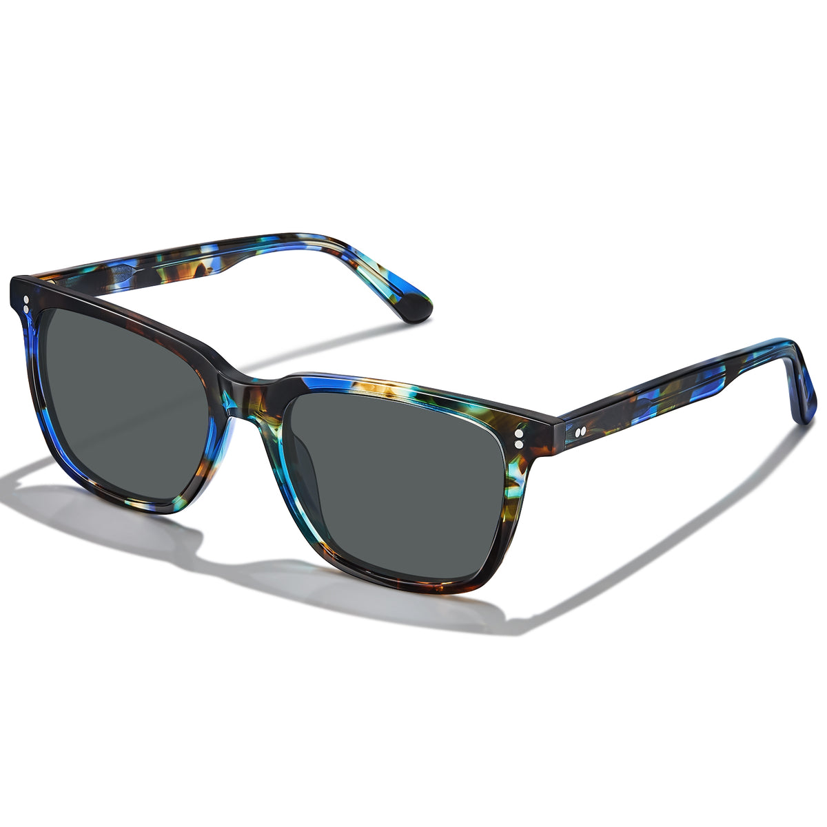 Carfia Kenora-C17 Black Acetate Heart Polarized Sunglasses for Women, Front View