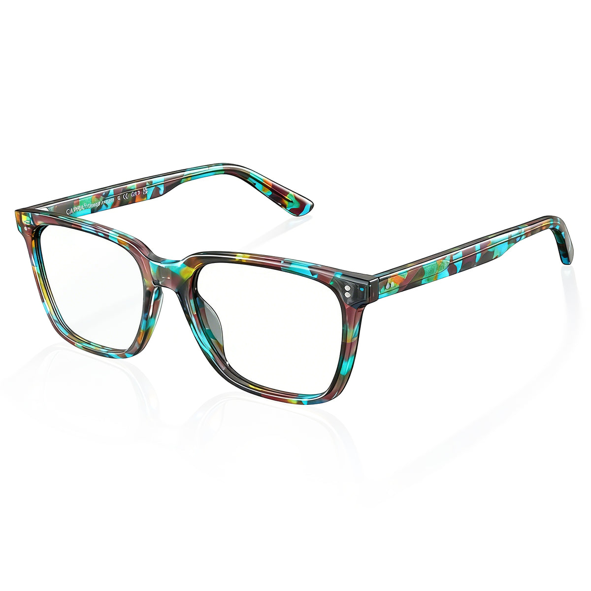 Carfia Kenosha Square Eyeglasses Bold Tortoise Pattern Timeless Style frame angle