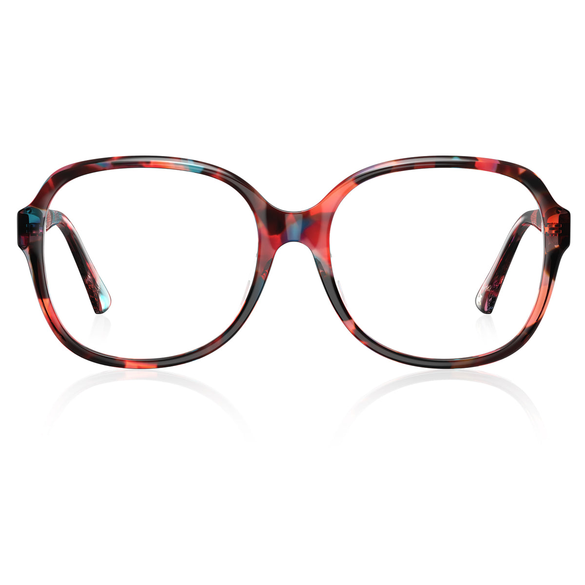 Carfia Oversized Square Acetate Eyeglasses for Women Floral Tortoise eyewear front