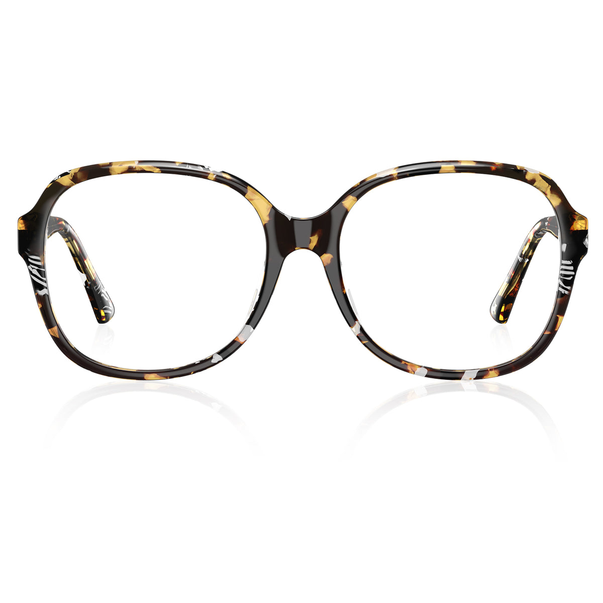 Carfia Oversized Tortoise Yellow Acetate Eyeglasses Women Italian handmade Square Frames front