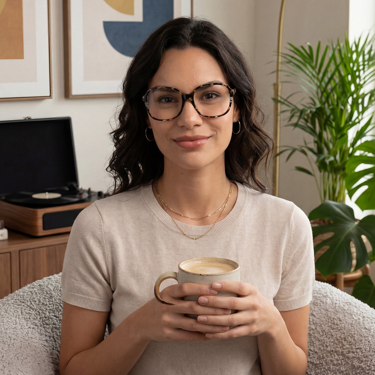 Carfia Oversized Tortoise Yellow Acetate Eyeglasses Women Italian handmade Square Frames women lifestyle