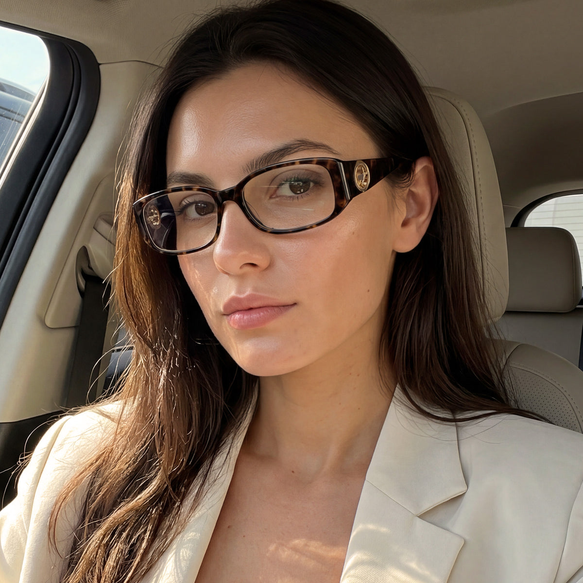 Carfia Tortoiseshell Premium Acetate Eyeglasses Italian Design with Signature Deer Logo eyewear women model