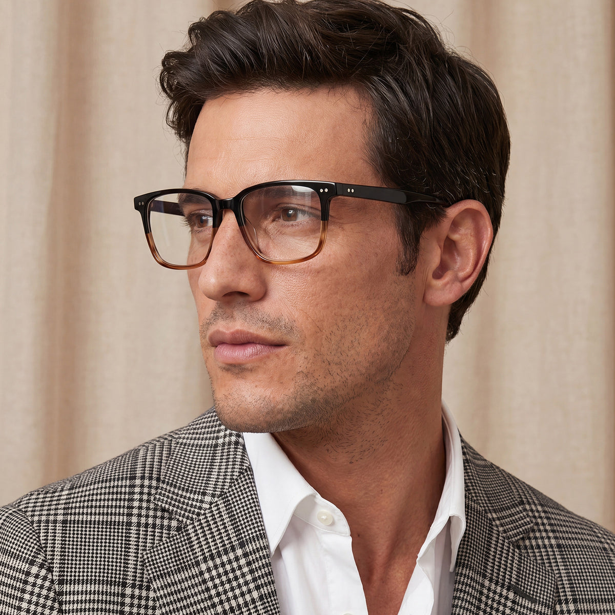 Lightweight Square Eyeglasses Black Tortoise Acetate Frame CARFIA eyewear men eyewear