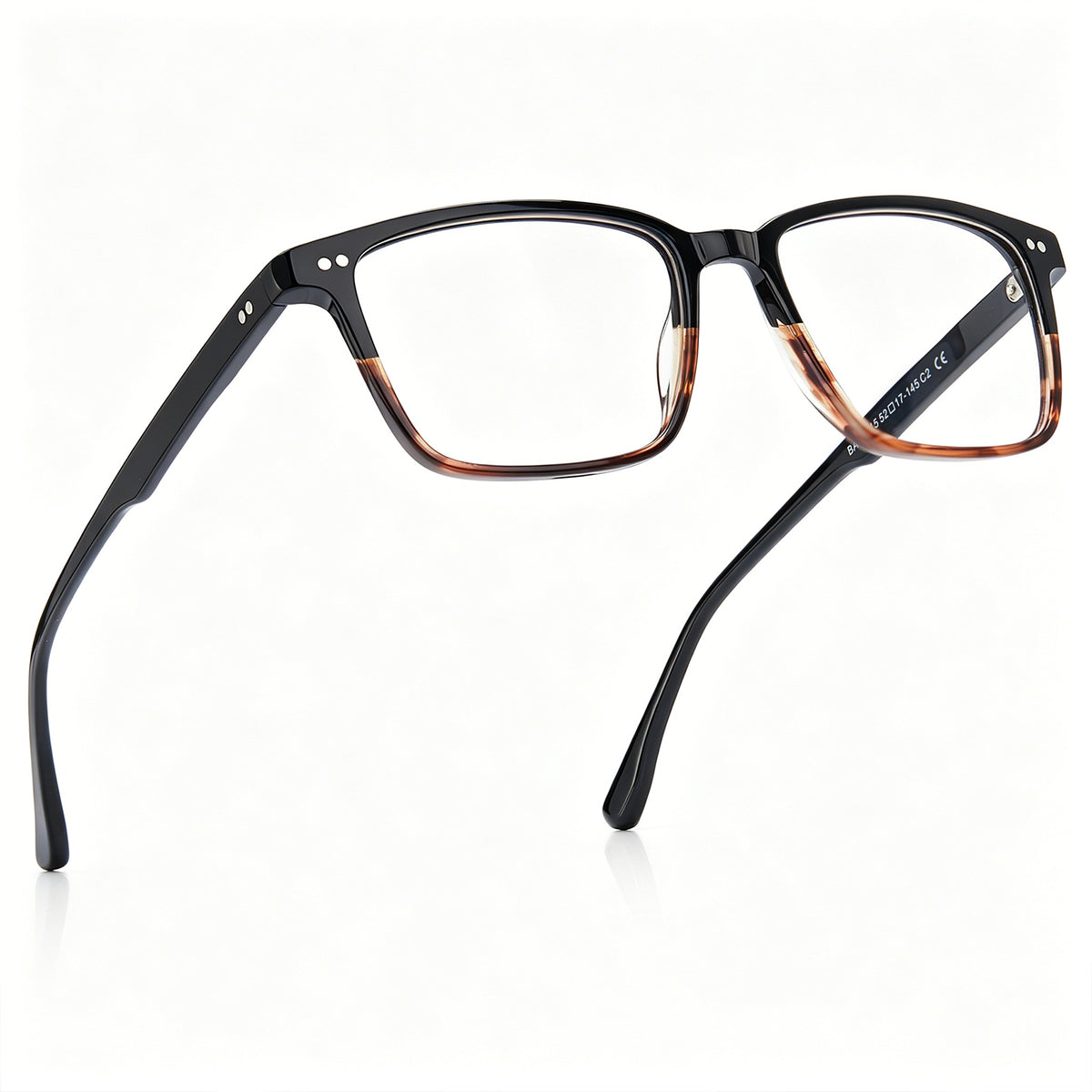 Lightweight Square Eyeglasses | Black Tortoise Acetate Frame |CARFIA eyewear fly