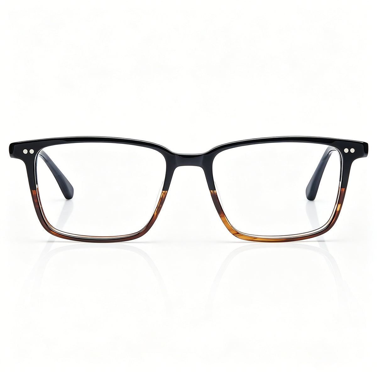Lightweight Square Eyeglasses | Black Tortoise Acetate Frame |CARFIA eyewear front