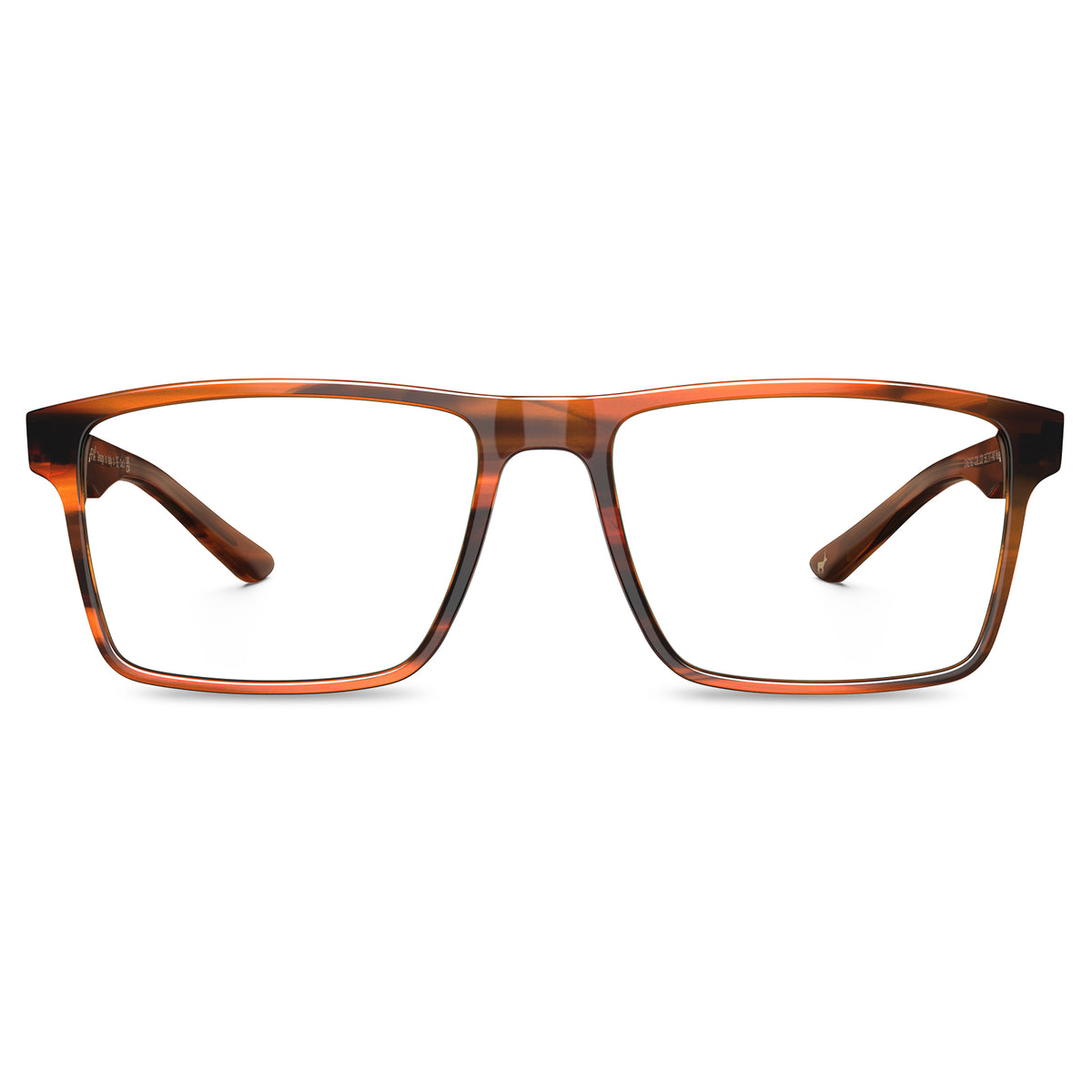 Rectangular brown tortoise shell eyeglasses front view - lightweight acetate prescription glasses frames Italian design