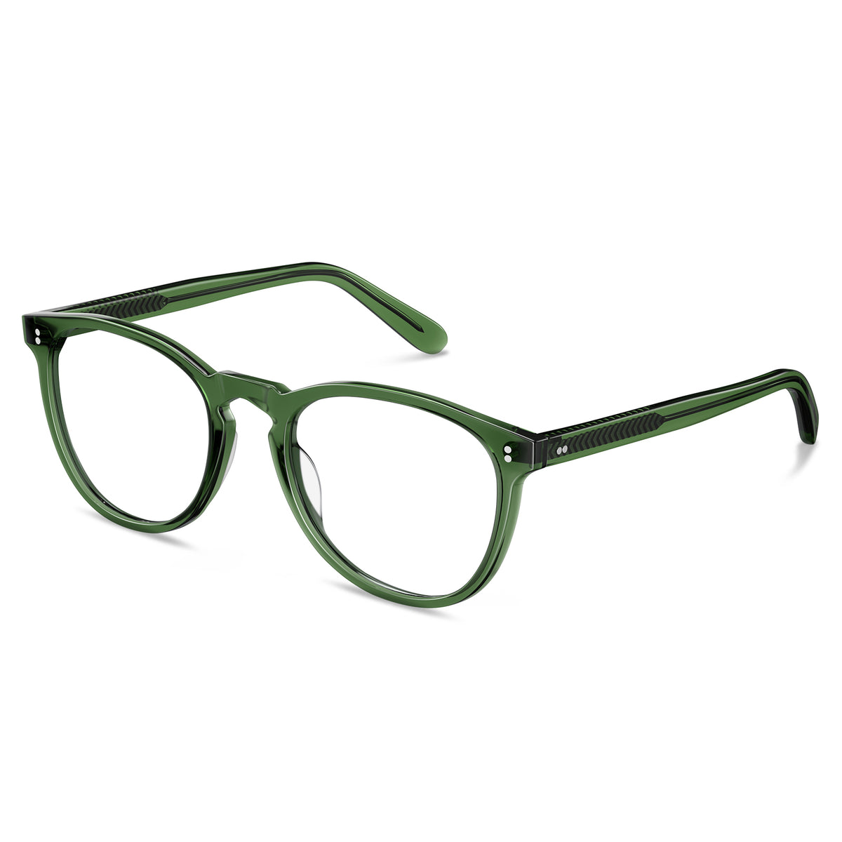 Vintage Round Glasses Green Acetate Full Rim Eyeglasses Unisex Designer Frames