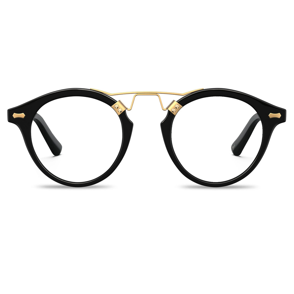 Carfia Avonpak CA5395-FC01 Black Acetate Round Prescription Glasses Eyeglasses for Unisex, Front View