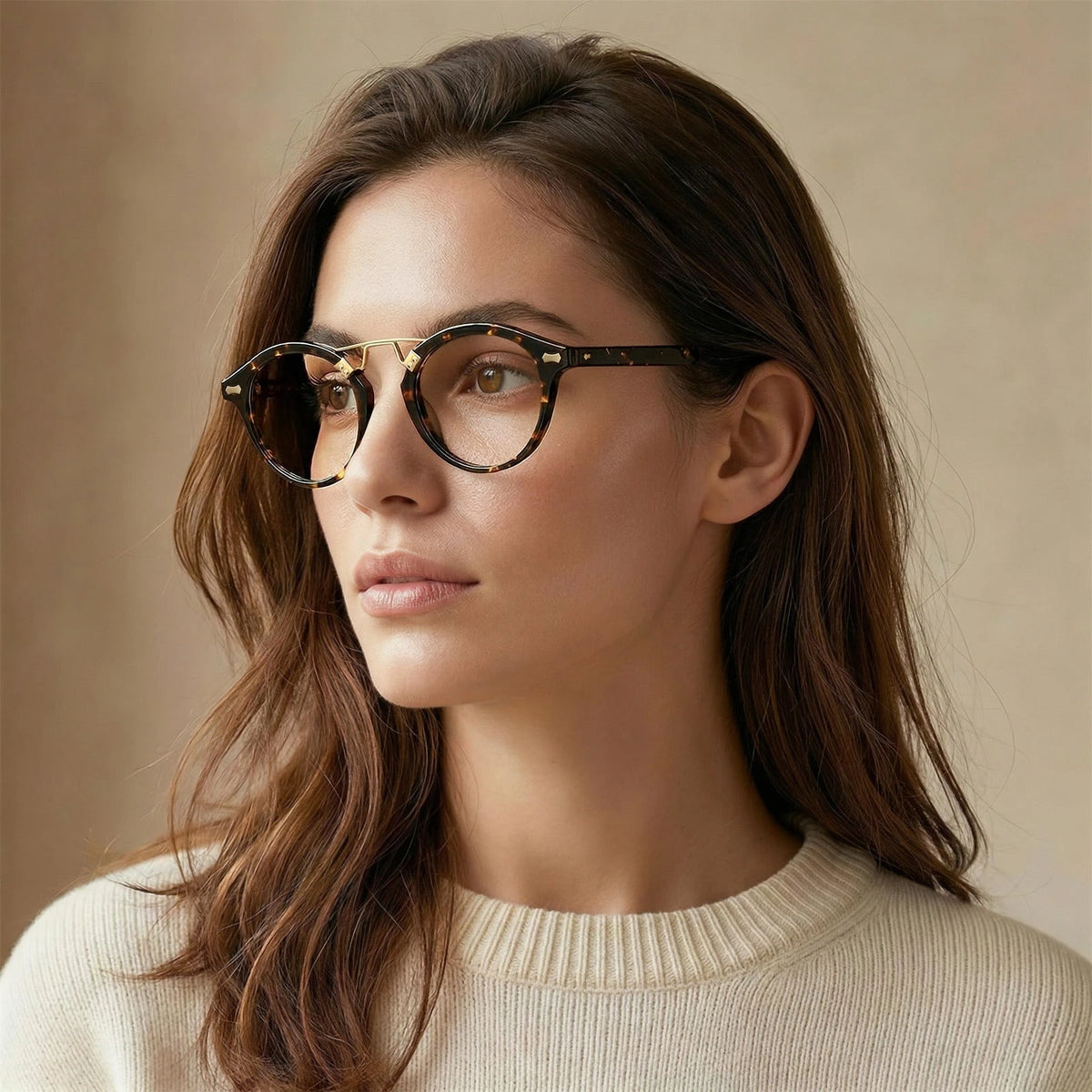 Carfia Avonpak CA5395-FC04 Tortoise Acetate Round Prescription Glasses Eyeglasses for Unisex, Model View
