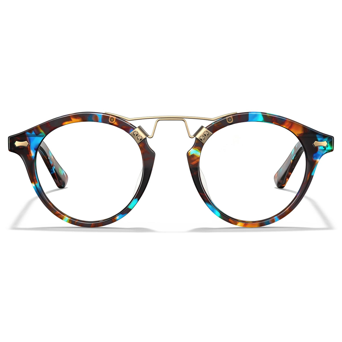 Carfia Avonpak CA5395-FC17 Tortoise Acetate Round Prescription Glasses Eyeglasses for Unisex, Front View