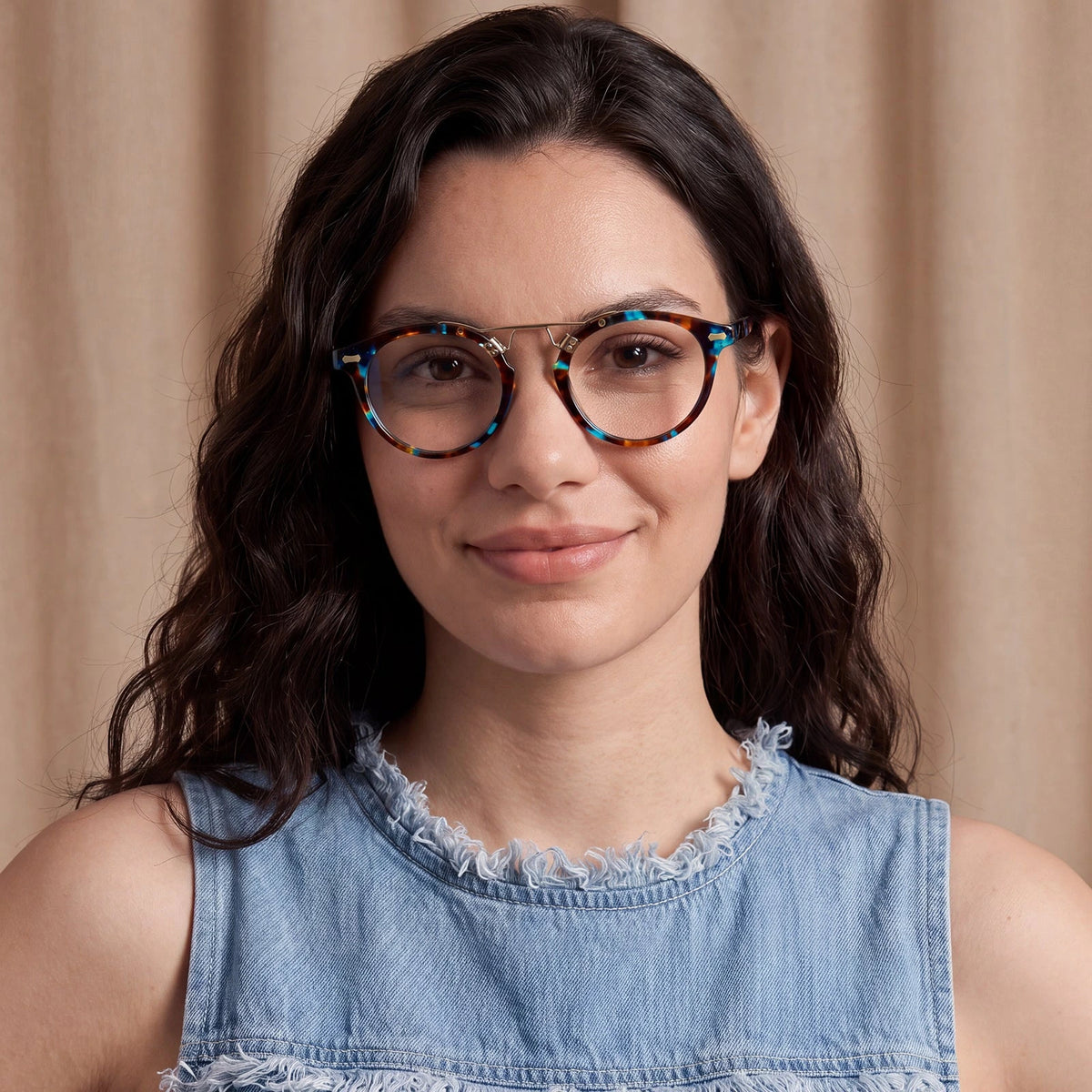 Carfia Avonpak CA5395-FC17 Tortoise Acetate Round Prescription Glasses Eyeglasses for Unisex, Model View