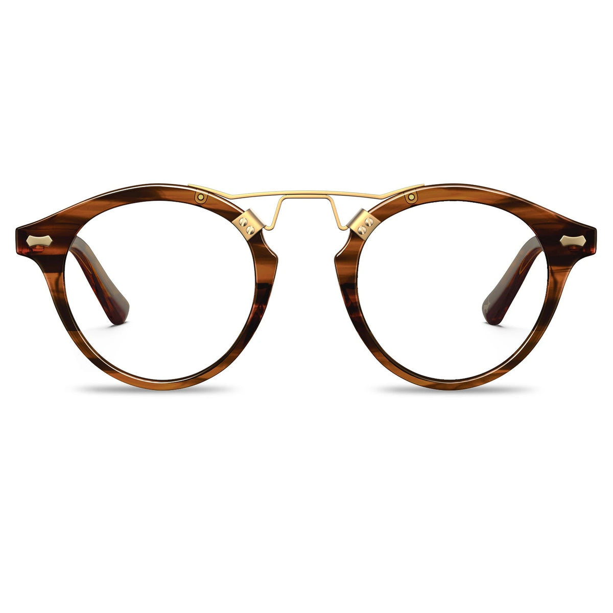 Carfia Avonpak CA5395-FL02 Brown Acetate Round Prescription Glasses Eyeglasses for Unisex, Front View