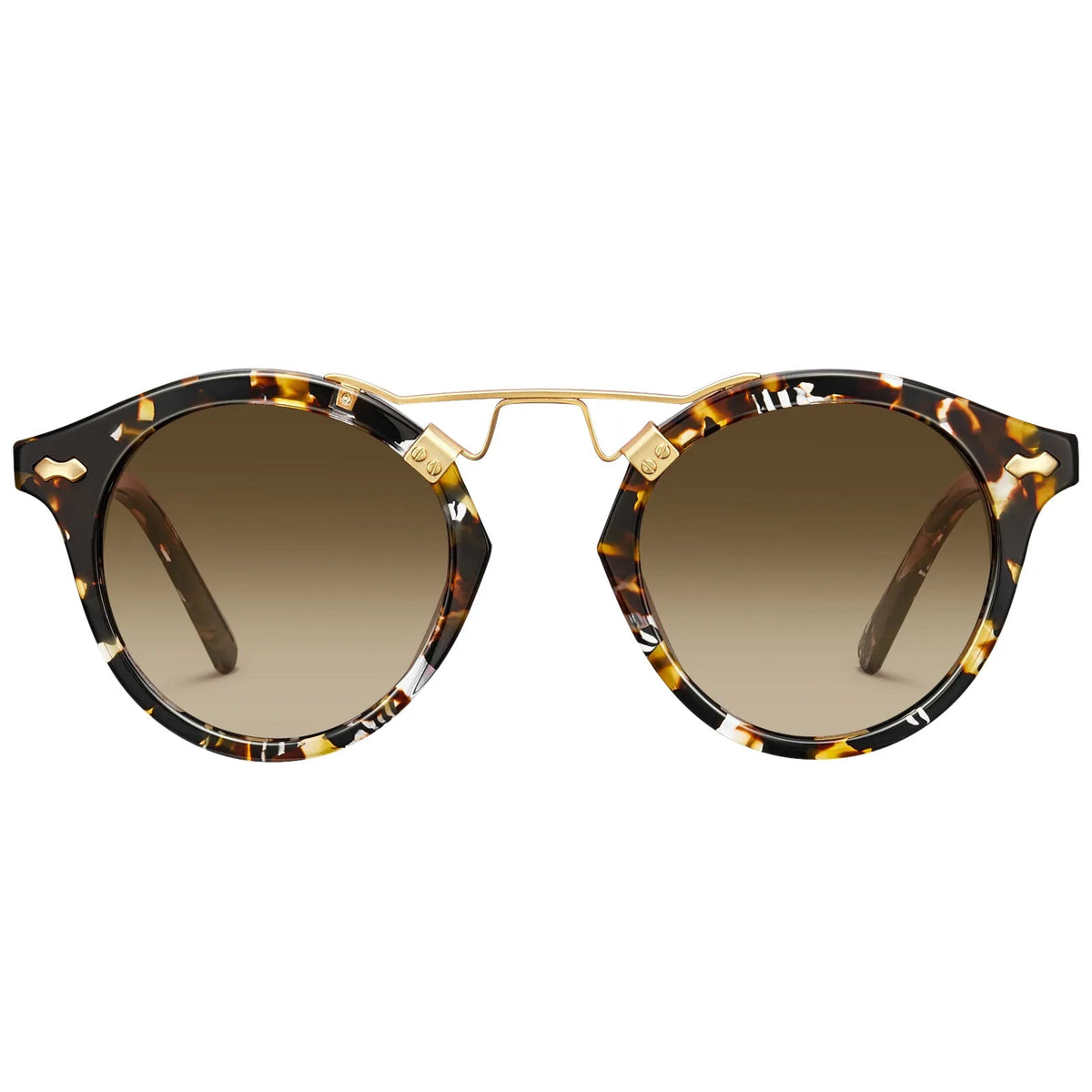 Carfia AvonPark-C03 Tortoise Acetate Round Polarized Sunglasses for Women, Front View