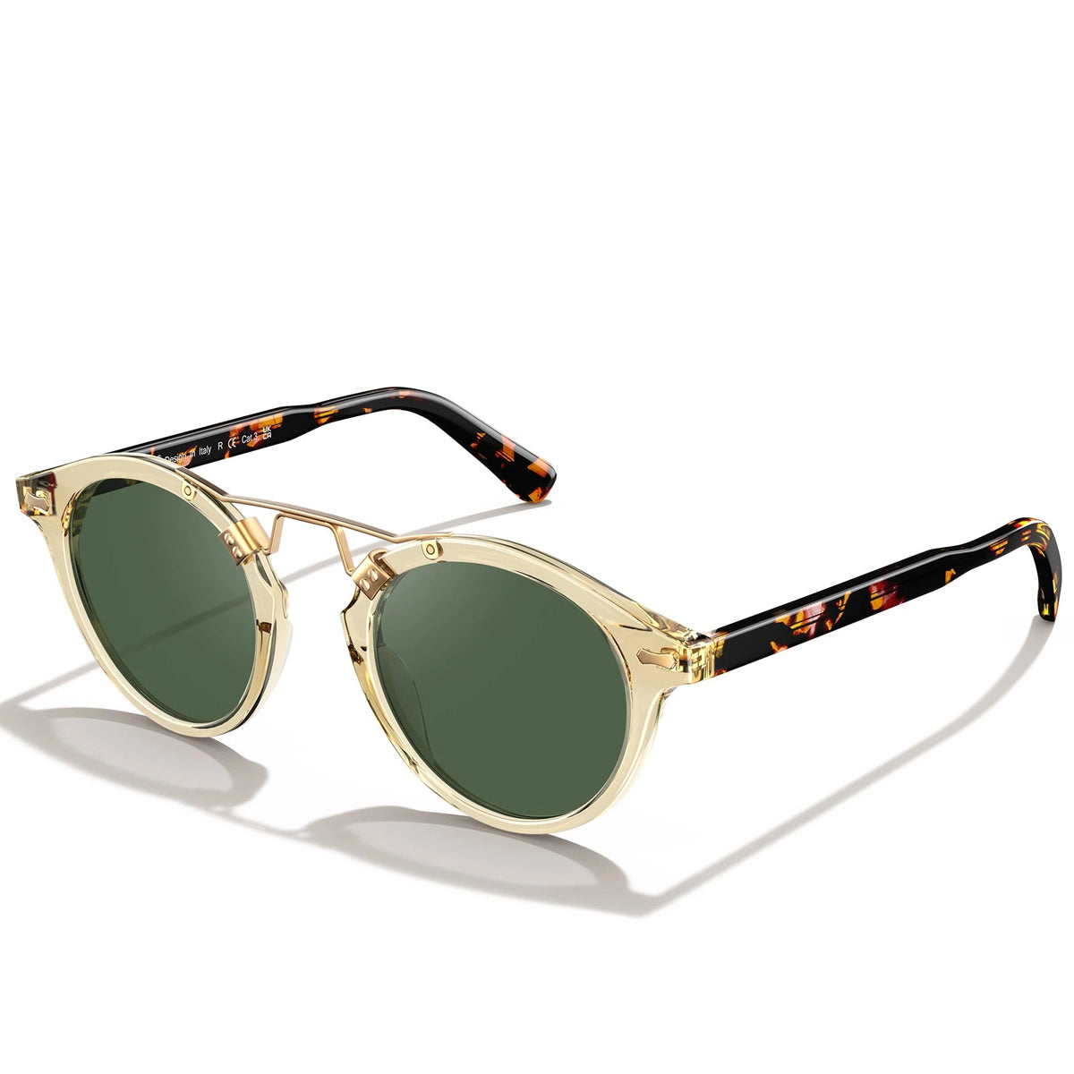 Carfia AvonPark CA5395-C25 Gold Acetate Round Polarized Sunglasses for Women, Angle View