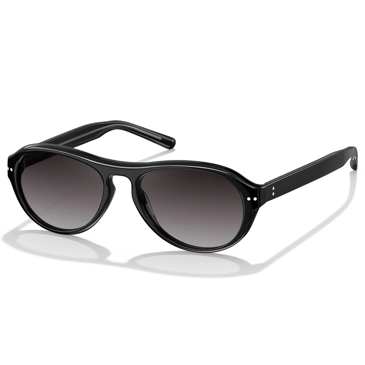 Carfia Drew CA5418-C01 Black Mixed Aviator Grey Polarized Sunglasses for Women, Three-Quarter View