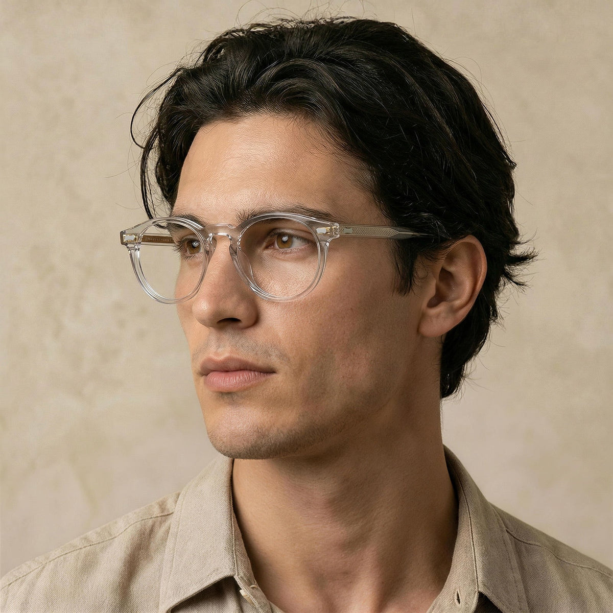 Carfia Dublin CA5506-FC10 Clear Acetate Round Prescription Glasses Eyeglasses for Unisex, Lifestyle View