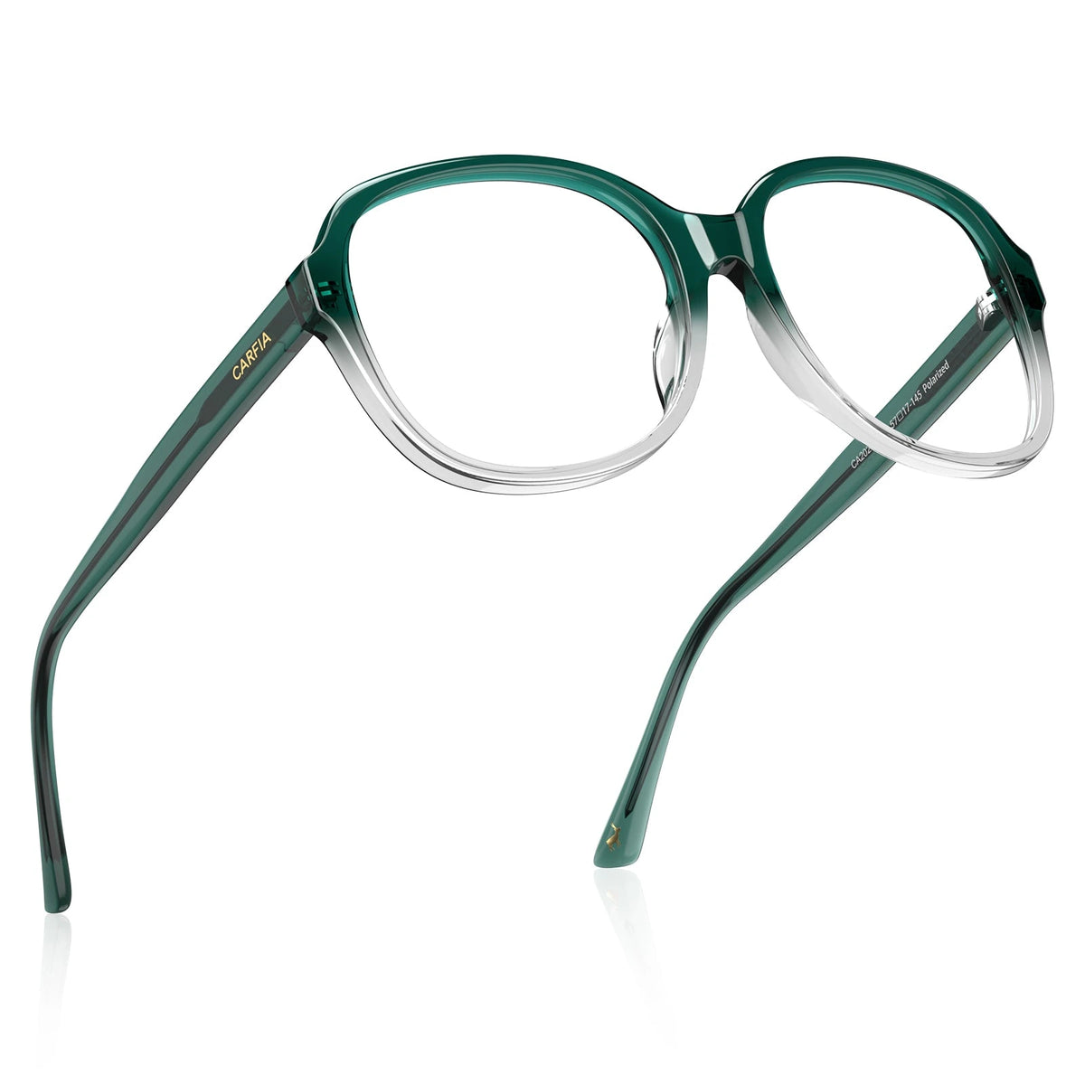 Carfia Matthew CA2024-C13 Green Acetate Square Prescription Glasses Eyeglasses for Women, Flat Lay View
