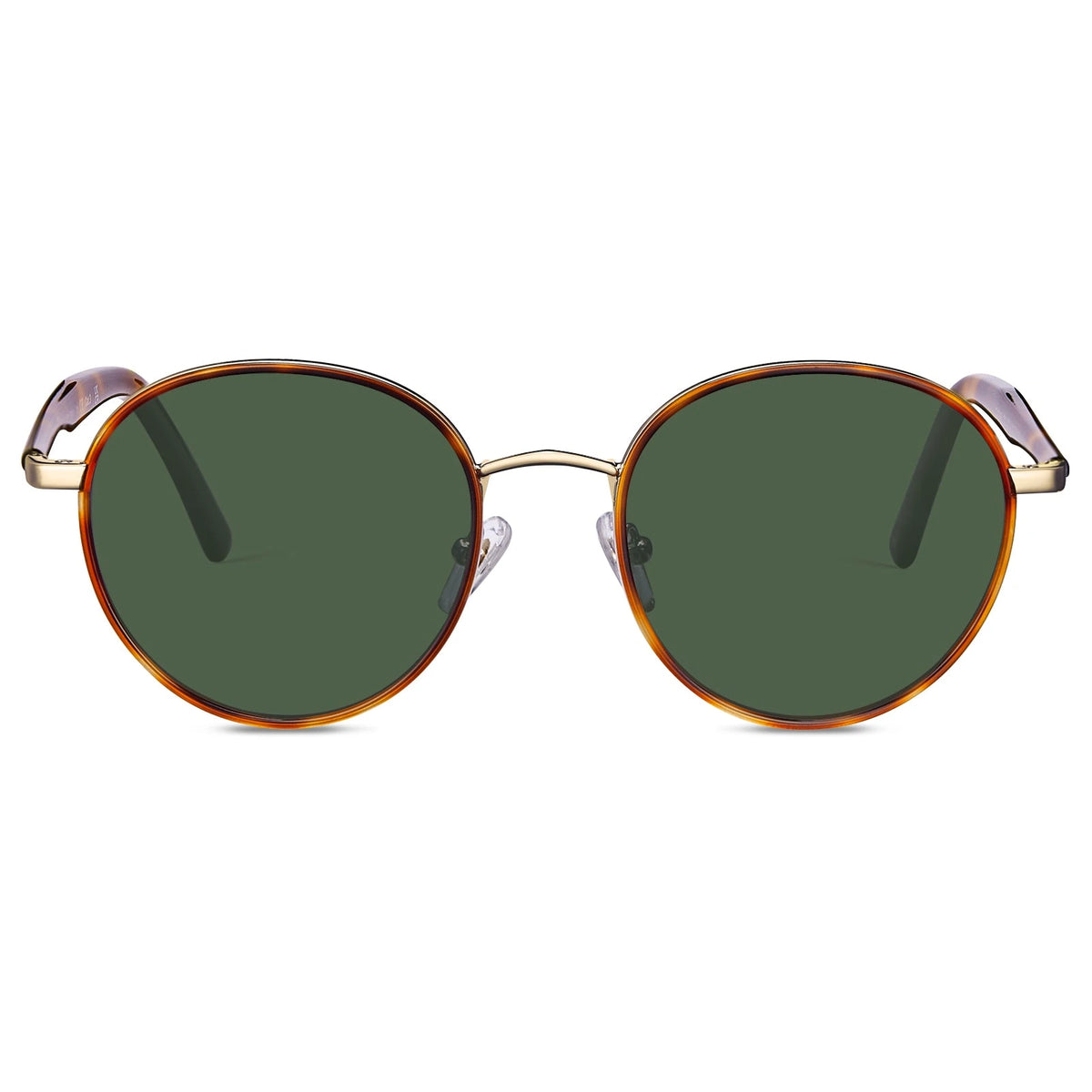 Carfia Monterey CA19495-C12 Gold Tortoise Metal Round Polarized Sunglasses for Women, Front View