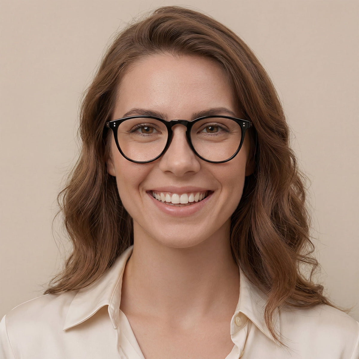 Carfia Orlanda-FL01 Black Acetate Round Prescription Glasses Eyeglasses for Unisex, Model
