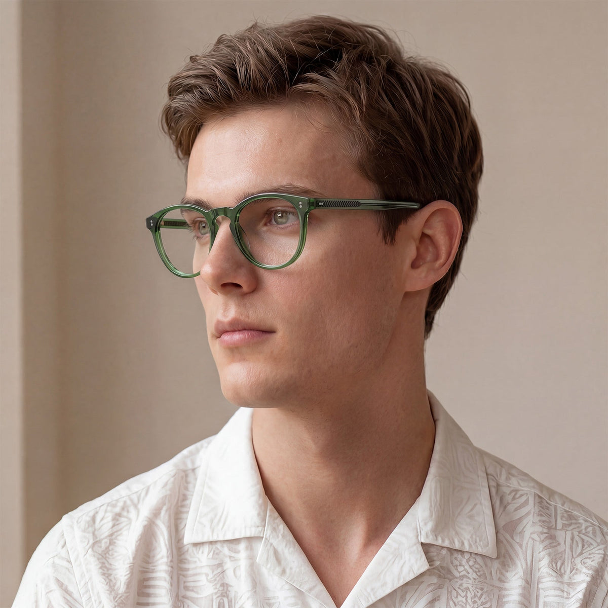 Carfia Orlanda-FL17 Green Acetate Round Prescription Glasses Eyeglasses for Unisex, Lifestyle