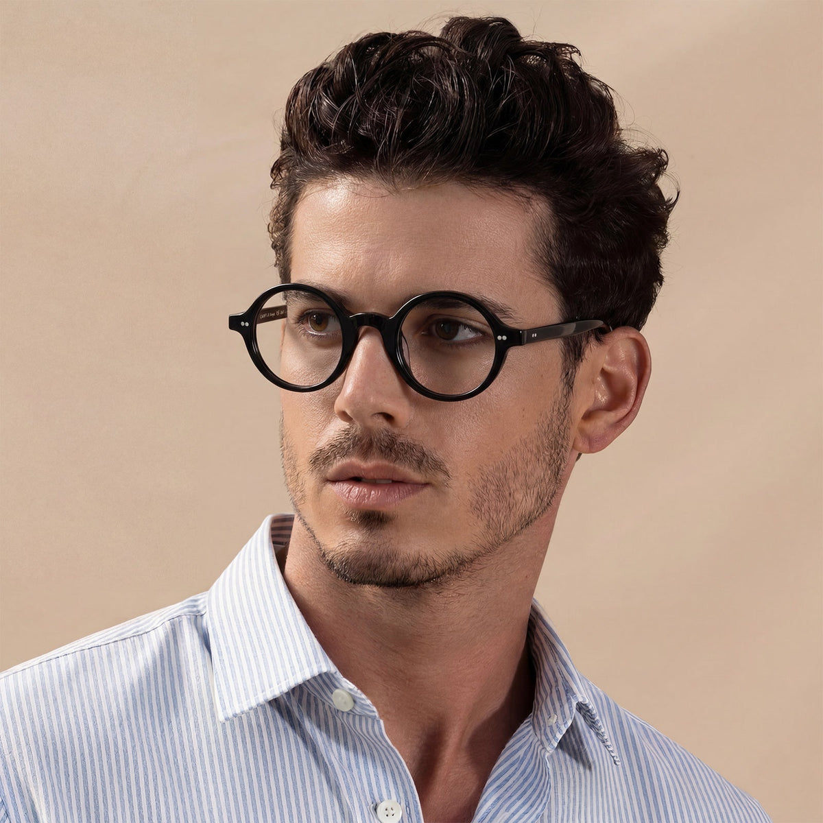 Carfia Retroz CA2501-FC01 Black Acetate Round Prescription Glasses Eyeglasses for Unisex, Lifestyle View