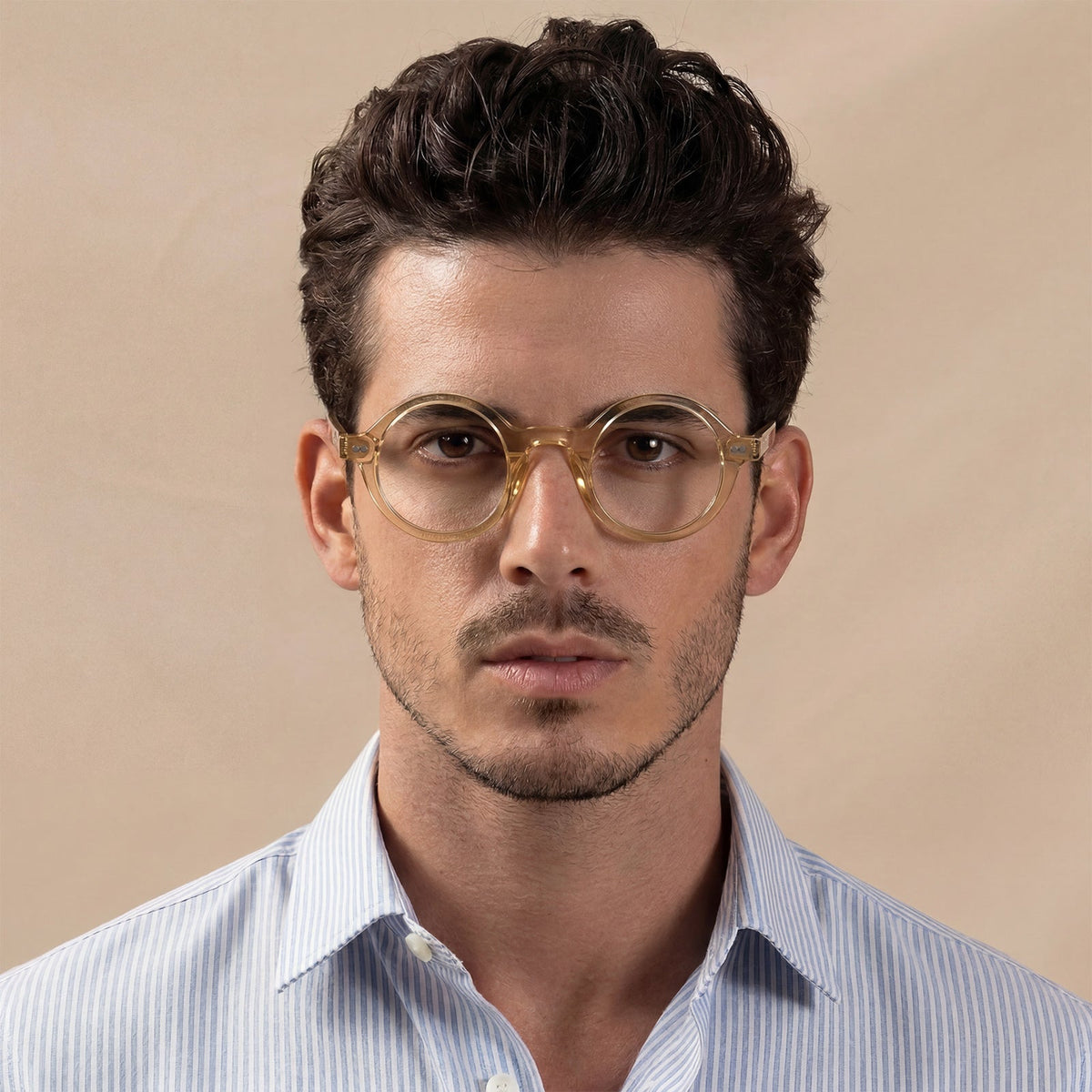 Carfia Retroz CA2501FC05 Gold Acetate Round Prescription Glasses Eyeglasses for Unisex, Lifestyle View