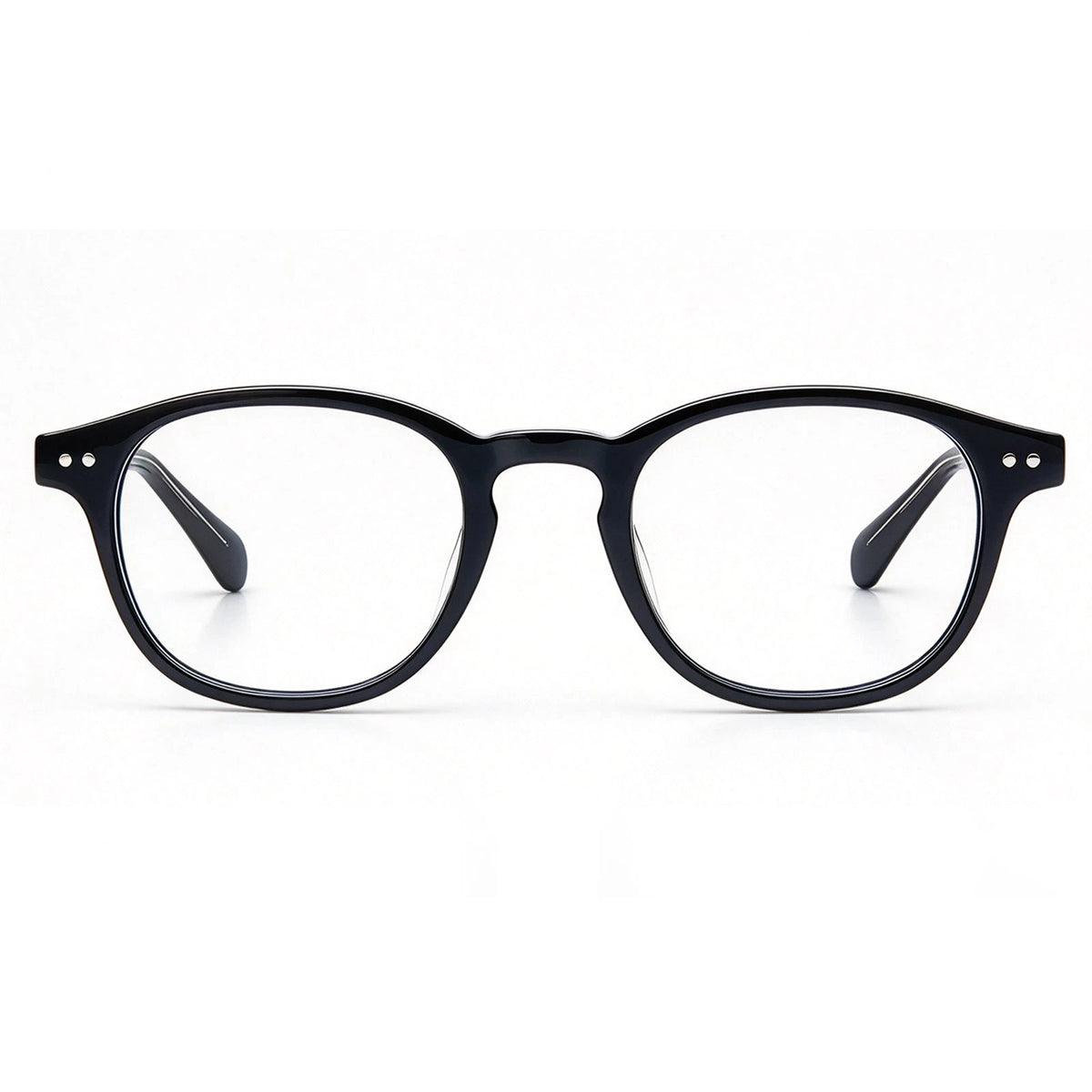 Carfia Theory CA7022-C1 Black Acetate Round Prescription Glasses Eyeglasses for Unisex, Front View