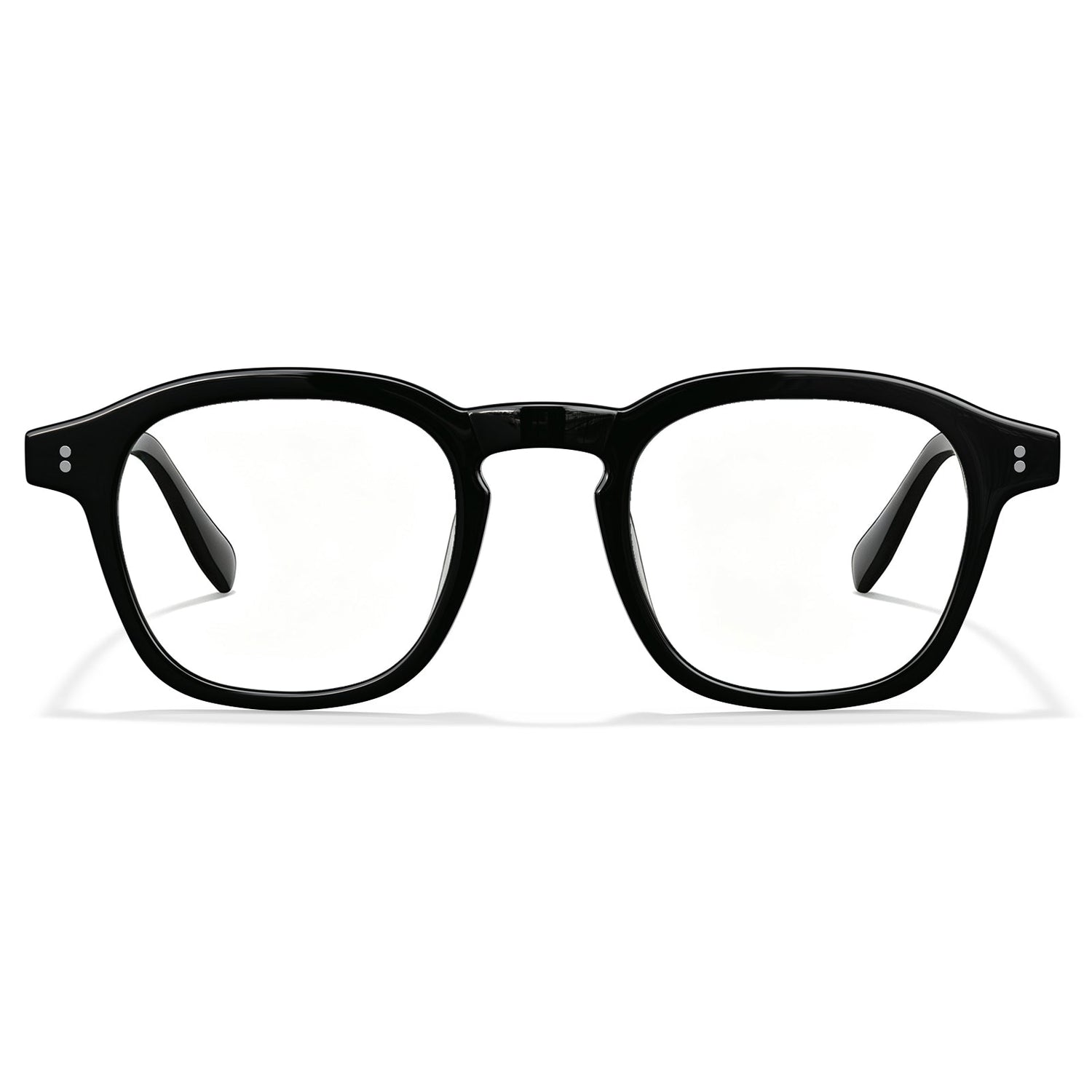 Carfia Milo-FC01 black square prescription eyeglasses with clear lenses, front view