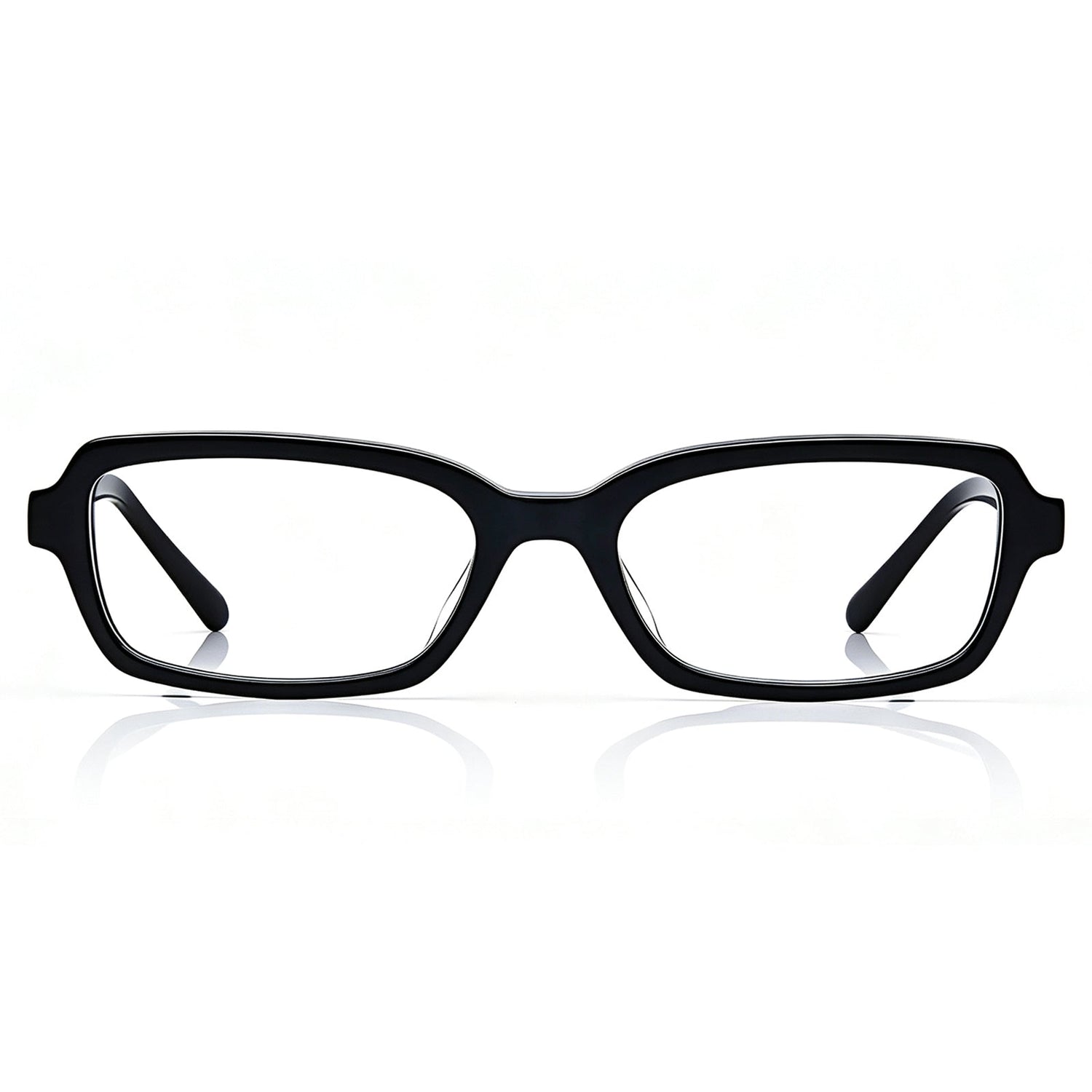 CARFIA Leoon-FC01 black rectangular acetate eyeglasses, front view