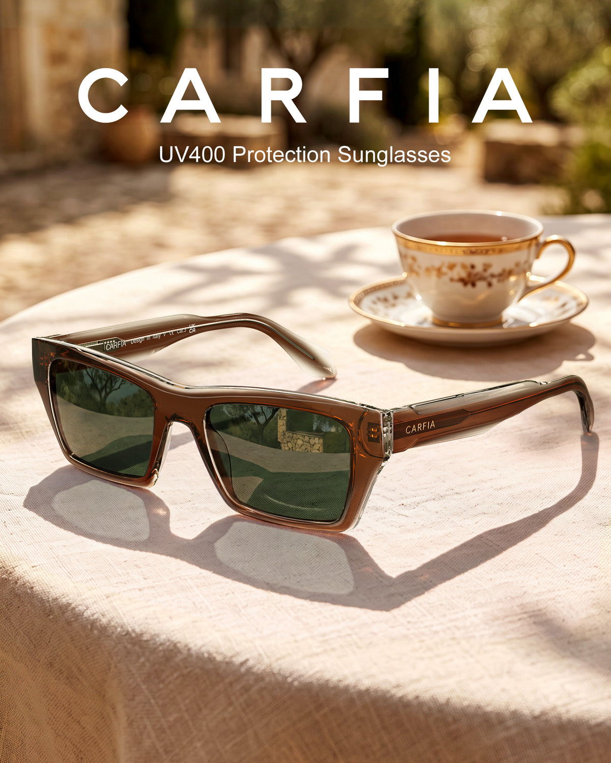 Carfia Senda-C02-RX Brown Acetate Round Polarized Eyeglasses for Unisex, Angle View