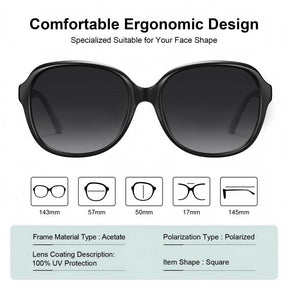 Carfia Acetate Polarized Sunglasses for Women UV Protection Retro Trendy Big Sunnies