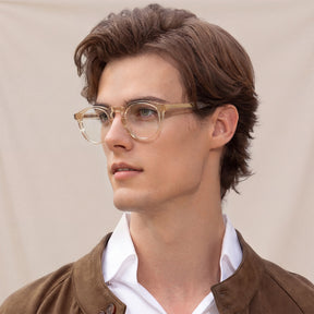  round acetate eyeglasses Mesa CA2306-FC05 with metal rivet details Italian design prescription frames men lifestyle
