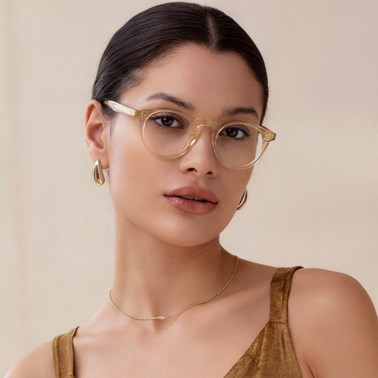  round acetate eyeglasses Mesa CA2306-FC05 with metal rivet details Italian design prescription frames women lifestyle