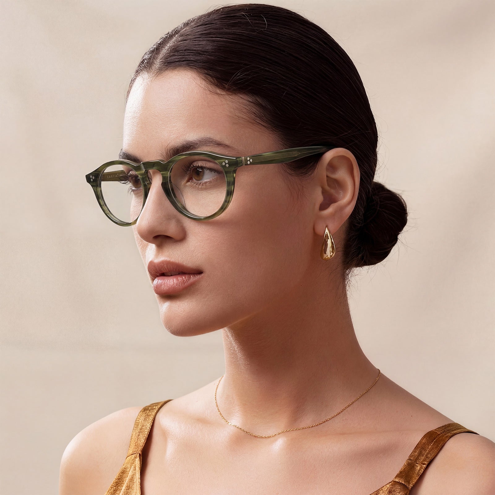 round acetate eyeglasses Mesa CA2306-FC07 with metal rivet details Italian design prescription frames women eyeglasses lilifestyle
