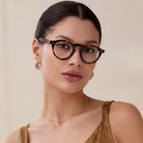 carfia Premium Round Tortoiseshell Acetate Eyeglasses women lifestyle