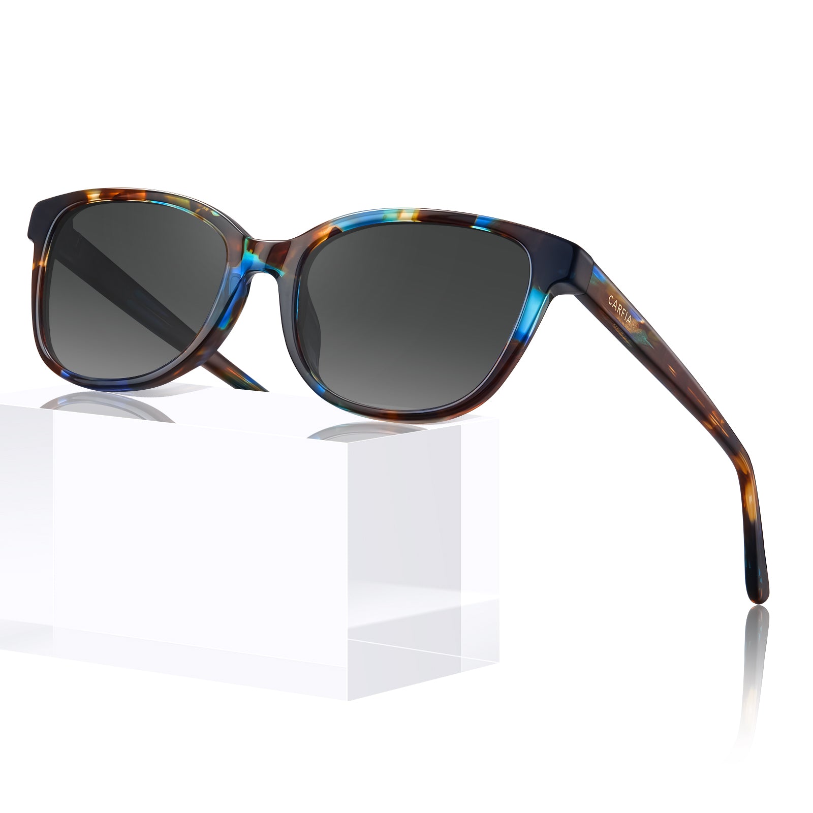 Designer Women Sunglasses-Blue-brown Tortoise Frame Grey Gradient Lens