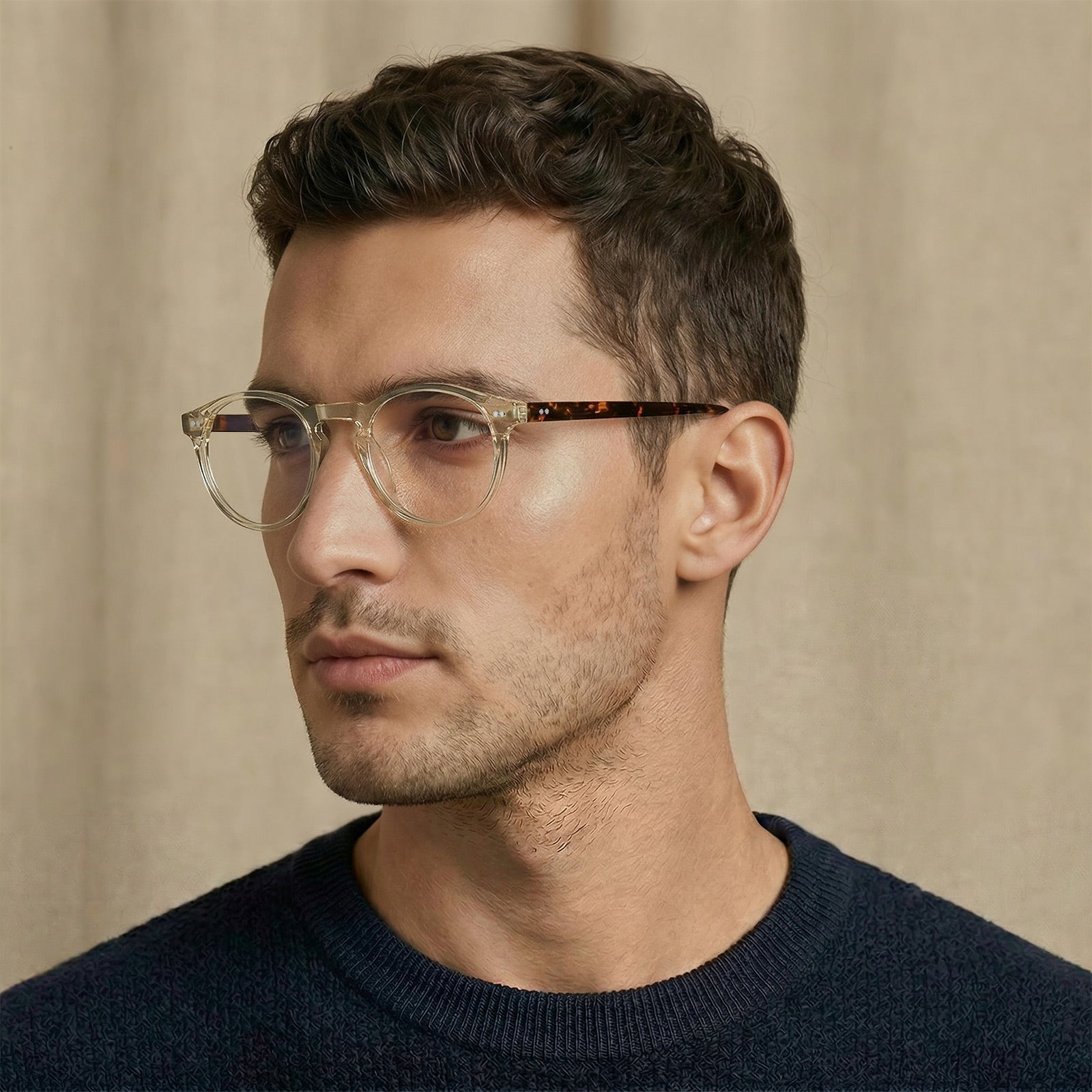 coffee-acetate-round-frame-eyeglasses-classic-and-distinct-two-silver-rivets-eyewear-men-model