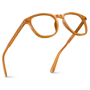 Orange brown square optical glasses front view - Italian design vintage eyeglasses-fly