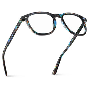 Downey prescription eyeglasses side profile showing acetate frame-fly