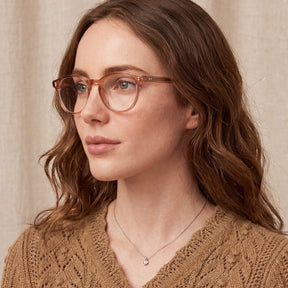 CARFIA Vinyl FC02 Crystal Brown Round Acetate Eyeglasses handmade eyewear women model